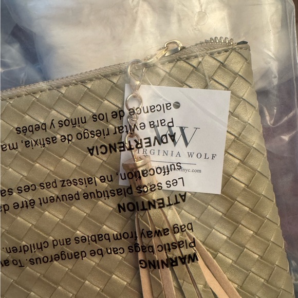 Virginia Wolf • Mimi Woven Pouch • Gold Clutch with Tassel • New With Tags - Picture 9 of 10